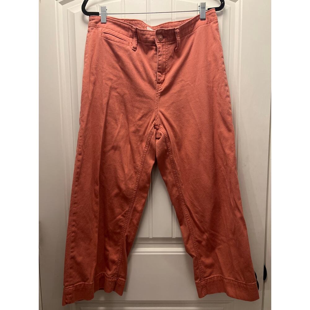 A New Day Women’s High Waisted Stretch Cropped Wide Leg Pants Size 14 Orange‎